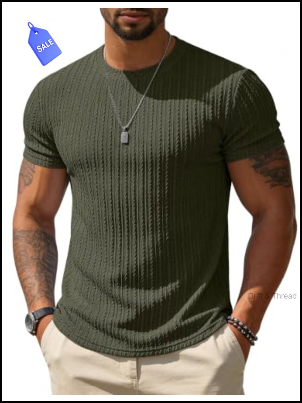 Men's Textured Knit Crewneck Short Sleeve T-Shirt Regular Fit Pullover